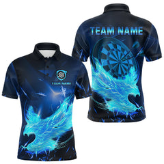 Maxcorners Blue-Lightning Eagle Dartboard Men's Darts Polo Shirt Custom Name For Darts Jersey MT1007
