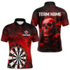 Maxcorners Red Smoke Dartboard & Multi Skulls Men's Darts Shirt - Custom Name For Players LM3006