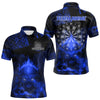 Maxcorners US Flag & Skull Custom Patriotic Blue Dart Polo Shirts For Men, Dart Team Jerseys LM2007