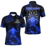 Maxcorners US Flag & Skull Custom Patriotic Blue Dart Polo Shirts For Men, Dart Team Jerseys LM2007