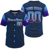 Maxcorners Custom Navy Pinstripe Button Up Baseball Shirt For Men Classic Youth Baseball Jerseys LM1809