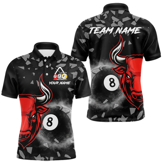 Maxcorners Grey Smokes Ball 8 Pool Billiard Shirts For Men Custom Funny Bull Billiard Team Jerseys LM2512