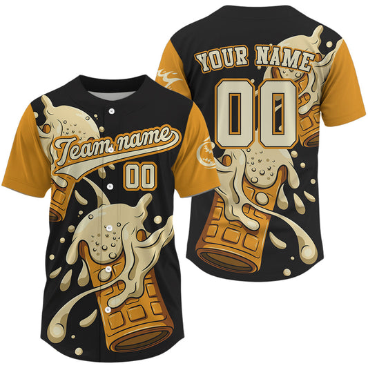 Maxcorners Funny Beer & Baseball Jersey For Men - Custom Name & Number Baseball Fans Shirt LM2608