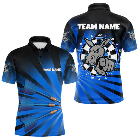 Maxcorners Goat Dartboard & Dart Arrow Funny Darts Shirt For Men Custom Name & Team | Opt1 - Blue LM1203