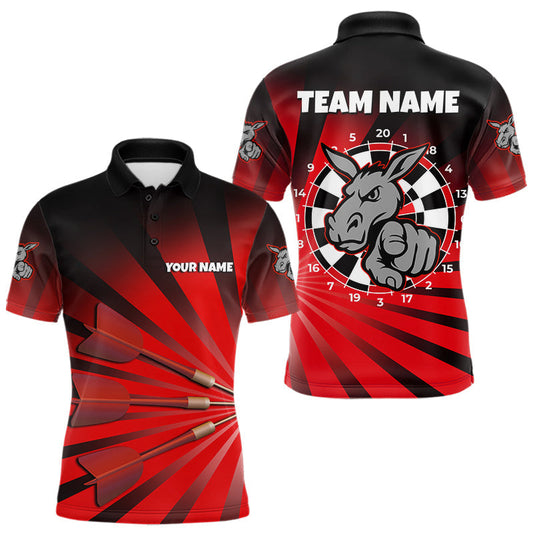 Maxcorners Goat Dartboard & Dart Arrow Funny Darts Shirt For Men Custom Name & Team | Opt2 - Red LM1203