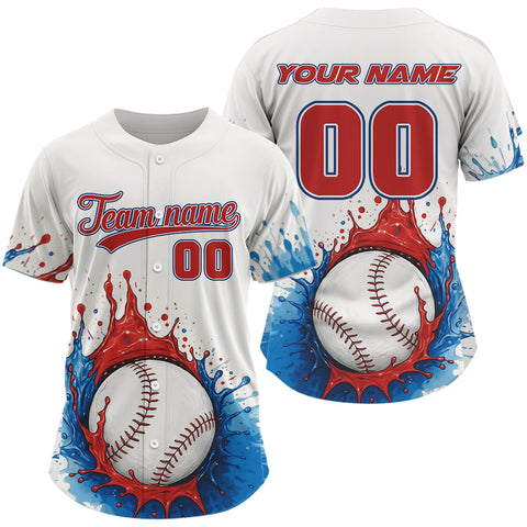 Maxcorners Custom Blue And Red Patriotic Baseball Jersey For Men Colorful Youth Baseball Shirt LM0409