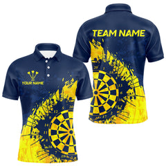 Maxcorners Blue And Yellow Dartboard Grunge Darts Shirt For Men - Custom Name For Darts Player LM1812