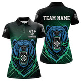 Maxcorners Custom Green And Blue Bear Dartboard Polo Dart Shirt For Men Outfit Dart Team Jersey MT0609
