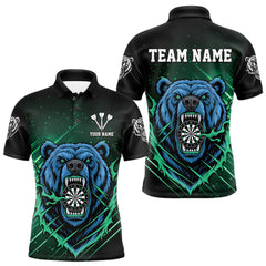 Maxcorners Custom Green And Blue Bear Dartboard Polo Dart Shirt For Men Outfit Dart Team Jersey MT0609