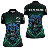 Maxcorners Custom Green And Blue Bear Dartboard Polo Dart Shirt For Men Outfit Dart Team Jersey MT0609