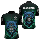 Maxcorners Custom Green And Blue Bear Dartboard Polo Dart Shirt For Men Outfit Dart Team Jersey MT0609