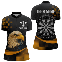 Maxcorners Custom Men’s Darts Shirt, Pearl Eagle With Yellow Halftone And Smoky Dartboard