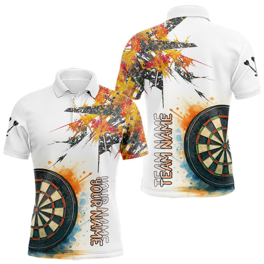 Maxcorners Color Splash Dartboard Polo Shirt For Men Custom Vibrant Darts Team Jersey LM1203
