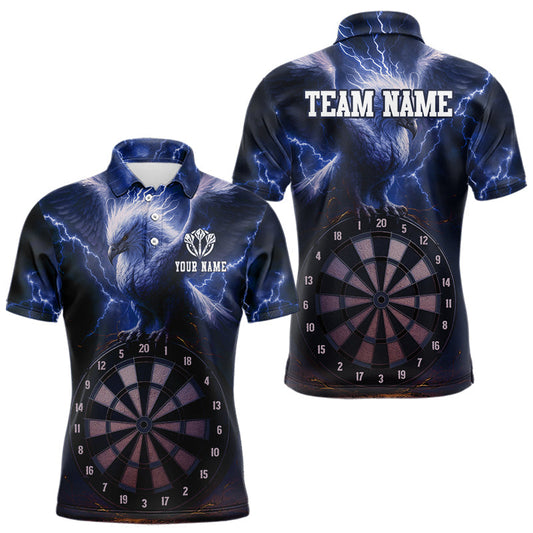 Maxcorners Men's Dart Polo & 1/4-Zip Shirt Custom Fantasy Eagle, Dart Team Jerseys | Blue LM1203
