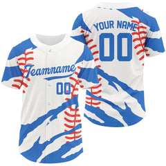 Maxcorners Custom White-Blue Retro Baseball Jersey For Men Youth Baseball Jersey Personalized LM2608