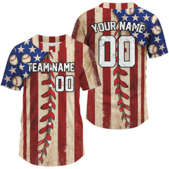 Maxcorners Men's Patriotic Baseball Jersey Custom US Flag Button Up Baseball Jersey For Newborns LM2608