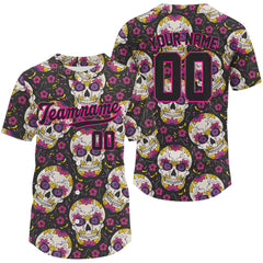 Maxcorners Funny Skull Halloween Baseball Jersey For Men Custom Skull Youth Baseball Jersey LM0409