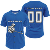 Maxcorners Custom Blue And White Minimalist Baseball Shirts For Men Youth Baseball Shirt Outfits LM1809