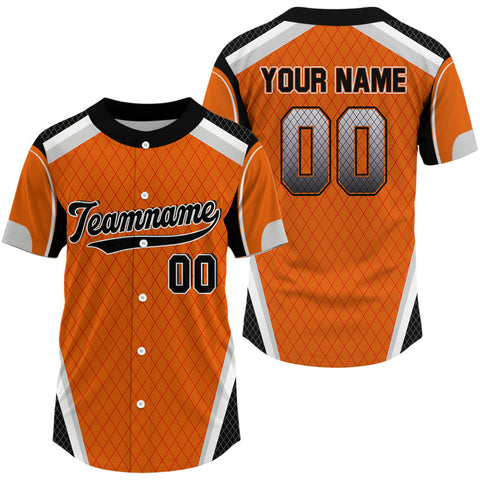 Maxcorners Personalized Black And Orange Baseball Ball Shirt For Men Baseball Jerseys Gifts LM0910