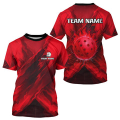 Maxcorners Custom Fire Flame Red Pickleball Ball T-Shirt For Men Outfits Pickleball Jerseys LM0910
