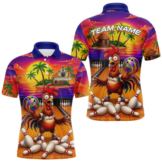 Maxcorners Funny Colorful Rooster Bowling Jerseys For Men