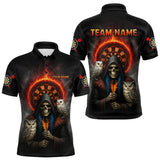 Maxcorners Custom Smoke Grim Reaper Flames Dartboard Dart Men Polo Shirt Outfits Dart Jerseys MT1110