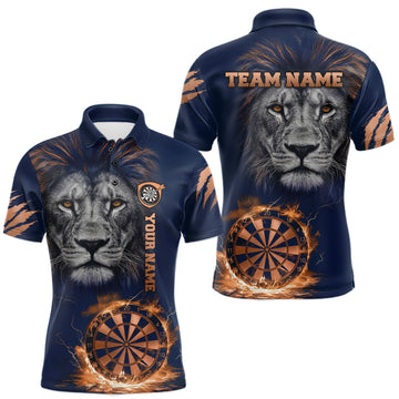 Maxcorners Custom Fire Flame Orange Dartboard Funny Lion Men Dart Jerseys Outfits Dart Polo & 1/4-Zip Shirt