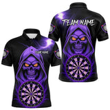 Maxcorners Custom Skeleton Purple Flames Dartboard Dart Men Polo Jerseys Outfits Dart Team Shirt TU1410
