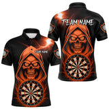 Maxcorners Custom Skeleton Orange Flames Dartboard Dart Men Polo Jerseys Outfits Dart Team Shirt TU1410