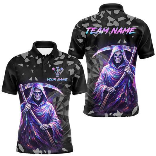 Maxcorners Holographic Grim Reaper Smoke Dartboard Custom Men Darts Polo Shirt Dart Team Jersey LM2602