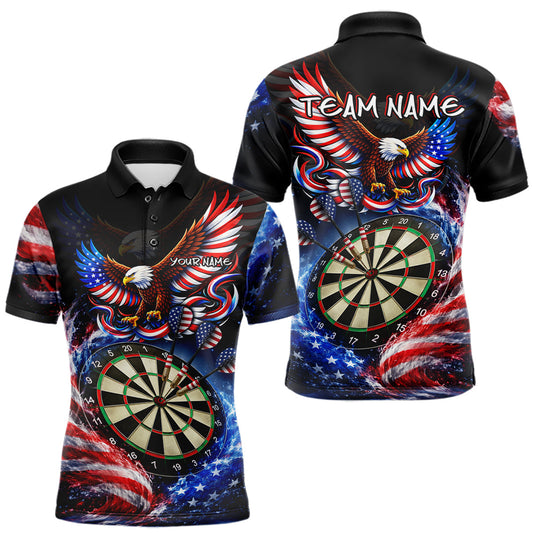 Maxcorners Eagle Dartboard US Flag Freedom Darts Polo Shirt Personalized Patriotic Men Dart Jerseys LM2201