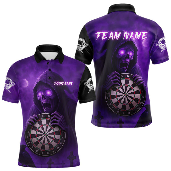 Maxcorners Custom Purple Ravens Grim Heaper Halloween Men Dart Polo Shirt Dart Team Jersey TU1509