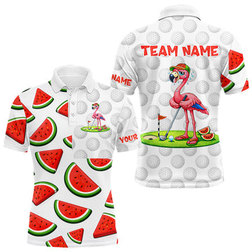 Maxcorners Funny Watermelon Pattern Mens Golf Polo Shirts Custom Funny Golfing Flamingo Golf Shirts LM1903