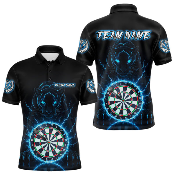 Maxcorners Custom Lightning Blue Dartboard Horror Panther Dart Men Polo Jerseys Outfits Dart Shirts LM2110