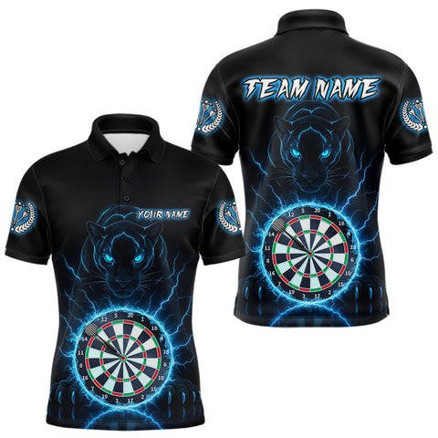Maxcorners Custom Lightning Blue Dartboard Horror Panther Dart Men Polo Jerseys Outfits Dart Shirts LM2110