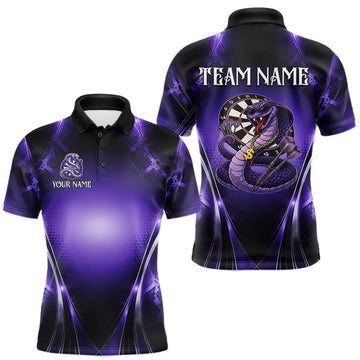 Maxcorners Custom Light Purple Cobra Darts Men Polo & 1/4-Zip Dart Shirt Funny Rich Cobra Outfit Dart Jerseys LM1903