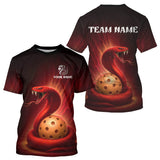 Maxcorners Custom Red And Yellow Cobra Pickleball Ball T-Shirt For Men Outfits Pickleball Jersey MT2009