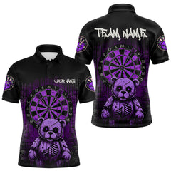 Maxcorners Black And Purple Dripping Creepy Bear Grunge Custom Polo Dart Shirt For Men Dart Jerseys