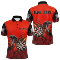 Maxcorners Black & Red Leather Cobra Darts Custom Men Dart Polo Jersey Splatter Dart League Shirt