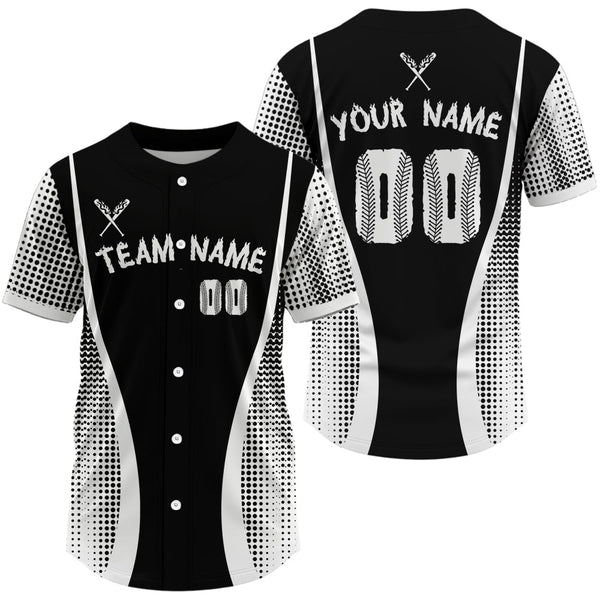 Maxcorners Custom Black And White Baseball Shirt For Men Baseball Tournament Shirt Jersey LM2509