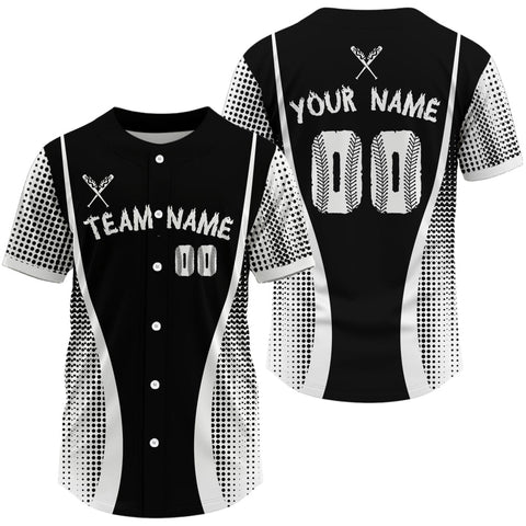 Maxcorners Custom Black And White Baseball Shirt For Men Baseball Tournament Shirt Jersey LM2509
