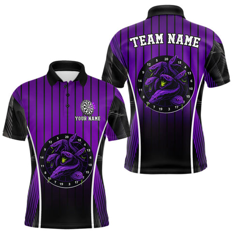 Maxcorners Custom Black And Purple Cobras Dartboard Dart Polo Shirt For Men Dart Team Jerseys LM0210