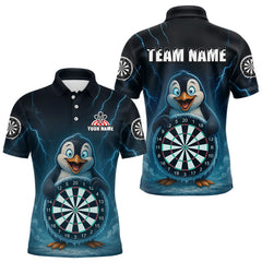 Maxcorners Custom Funny Penguin Icy Dartboard Dart Polo Shirt For Men Outfits Dart Jerseys LM0210