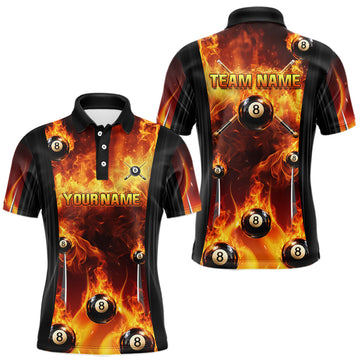 Maxcorners Fire Flame Ball 8 Billiard Pool Jerseys For Men Custom Ball 8 & Cue Billiard Team Jersey