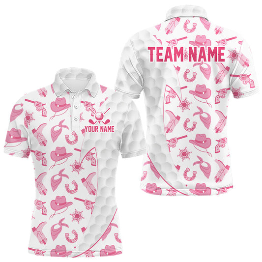 Maxcorners Pink Cowgirl Golf Polo Shirts For Men Custom Cowgirl Funny Golf Shirts, Upf Golf Shirts LM0106