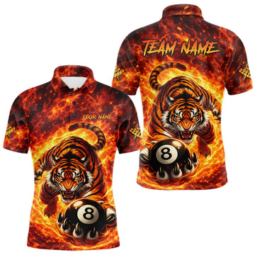 Maxcorners Red Flames Wolf Claw Hold 8 Ball 3D Unique Billiard Shirt For Men Personalized Pool Balls Shirts