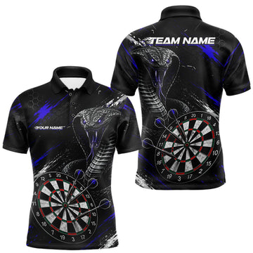 Maxcorners Custom Black And Blue Grunge Cobra Dart Polo Quarter Zip For Men, Cobra Dart Team Tournament Shirt