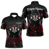 Maxcorners Red Roses Dartboard Butterfly Skull Custom Men Darts Polo Shirt Dart Team Jerseys TU1011