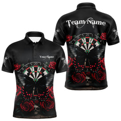 Maxcorners Red Roses Dartboard Butterfly Skull Custom Men Darts Polo Shirt Dart Team Jerseys TU1011