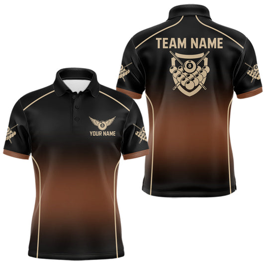 Maxcorners Black And Brown 8 Ball Pool Men Billiard Polo & 1/4-Zip Shirt Custom Billiard Balls Jerseys LM1104